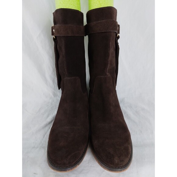 Michael Kors Rhea Brown Suede Mid Calf Boots Fringe Pull On Womens size 7.5 M - Picture 4 of 15